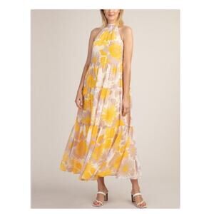 Trina Turk Banded High Neck Sunglasses Dress NEW Size 8 tier Flounce Midi Floral